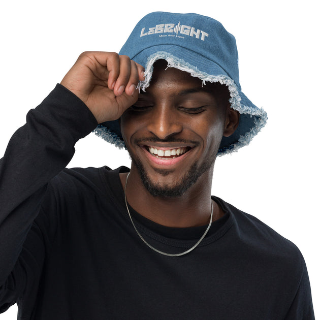 Distressed denim bucket hat – LEBRIGHT